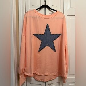 Peach shirt with Star studded Design size 2xl plus patriotic
